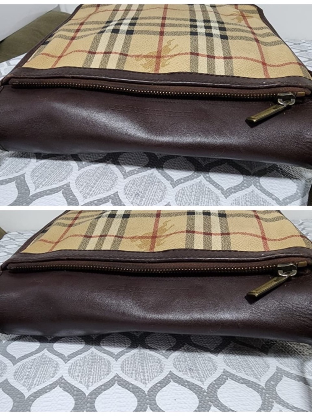Authentic Burberry Vintage Haymarket Check Flap Messenger Bag Brown/ Beige - Picture 9 of 15